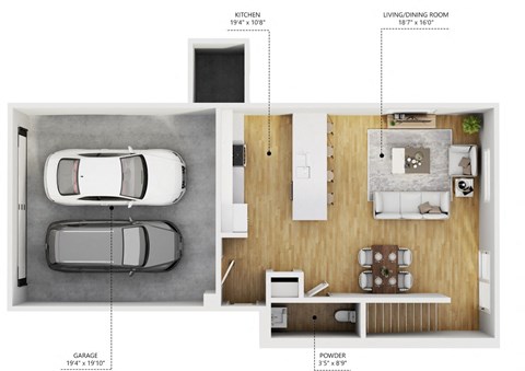 Floor plan for 3 beds, 3.5 baths, 1624 sqft